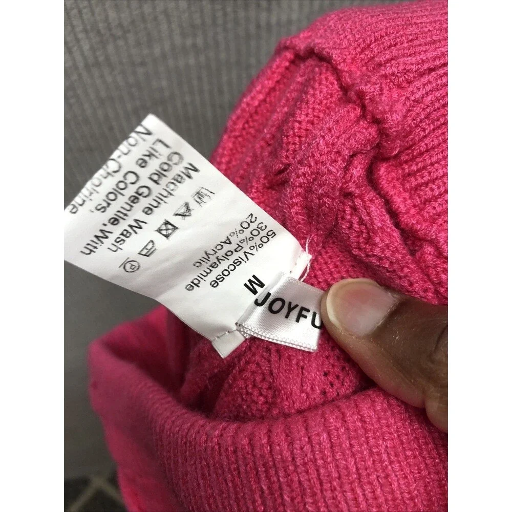 Joyfunear Cableknit Leggings Size M Pink Drawstring Waist Tapered Leg Barbiecore